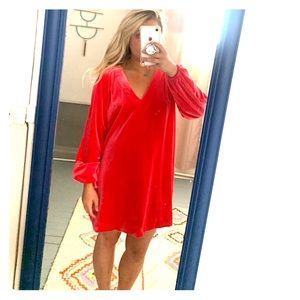 Free People hot pink velvet dress